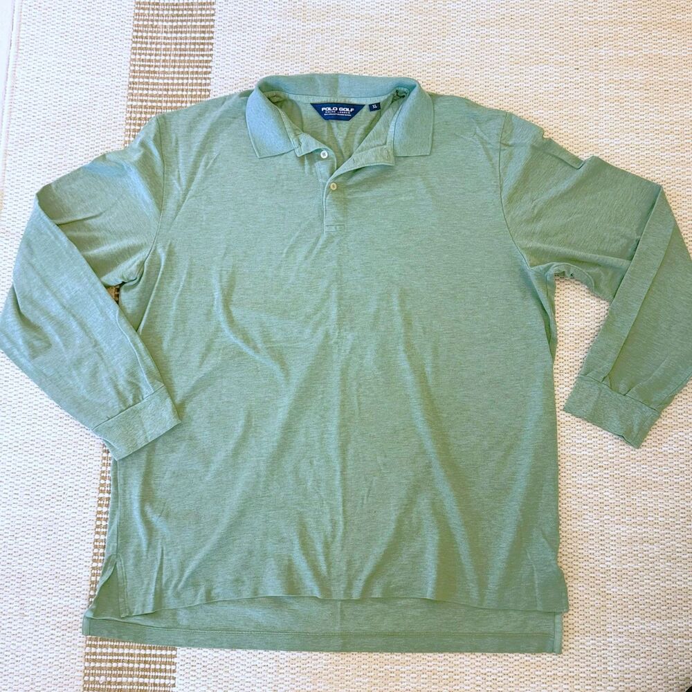 Polo Golf Ralph Lauren Men's XL Long Sleeve Polo Shirt Green 100% Pima Cotton